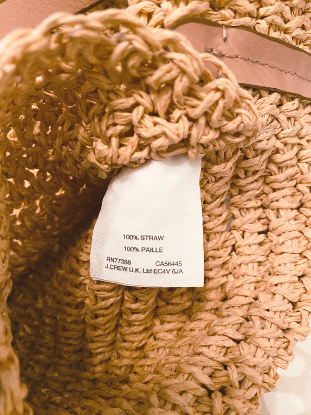 NWOT J. Crew Woven Straw Market Tote Large Packable Bag With Leather Straps - Picture 10 of 10